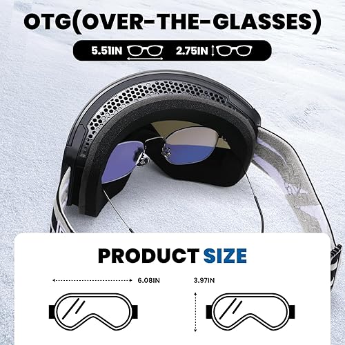 Miniatura 4 de DUCO Gafas de esquí con lente magnética para snowboard, protección UV400 antivaho sobre gafas OTG gafas de deportes de nieve DCS002