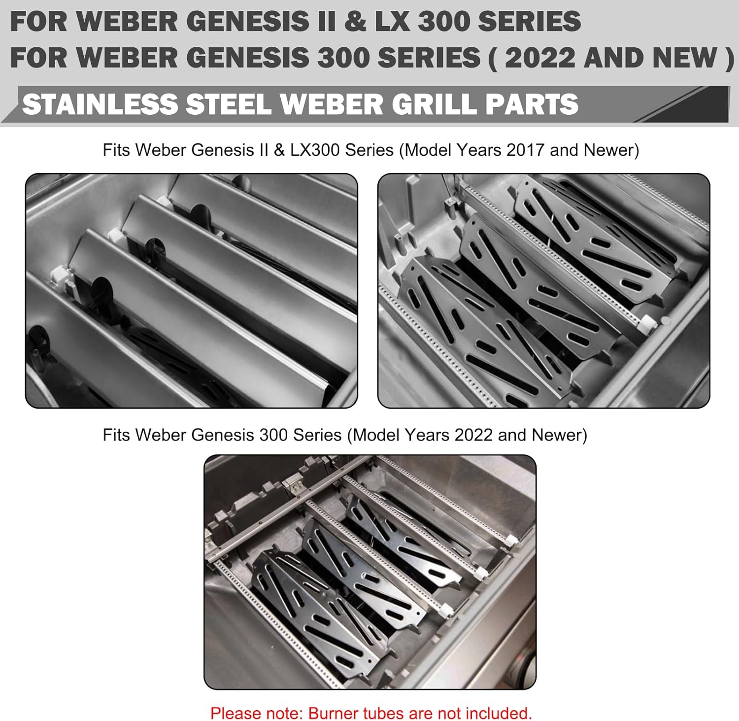 Genesis II Grill Parts Flavorizer Bars Heat Deflector for Weber Genesis II E-310 GS4 E-315 E-335 Parts 66795 66040 Flavor Bars Weber Genesis 2 Replacement Parts 300 Series LX S-340 II S-310 II S-335