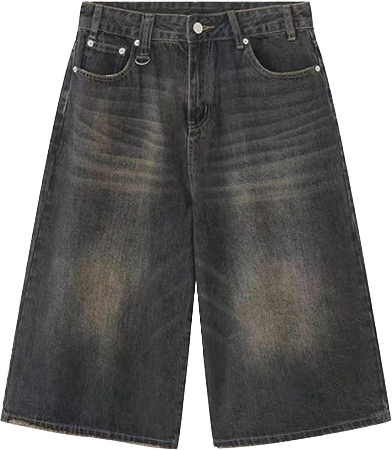 Men's Casual Loose Jean Shorts Vintage Distressed Baggy Denim Shorts Below Knee Short Jeans Streetwear