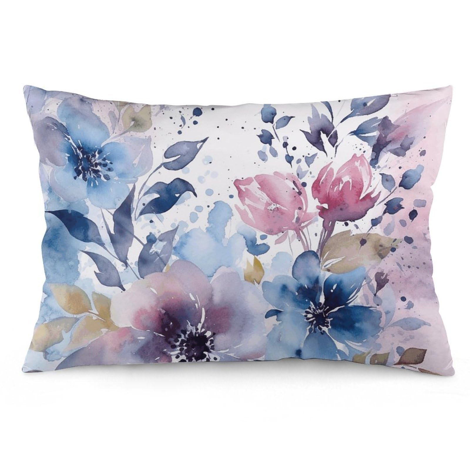 2 Pack Pillow Cases for Hair and Skin, Soft Breathable Pillow Case Covers with Hidden Zipper, Floral Watercolor Painting Pillowcase 20"x30" Pillow Covers for Sleeping Gift