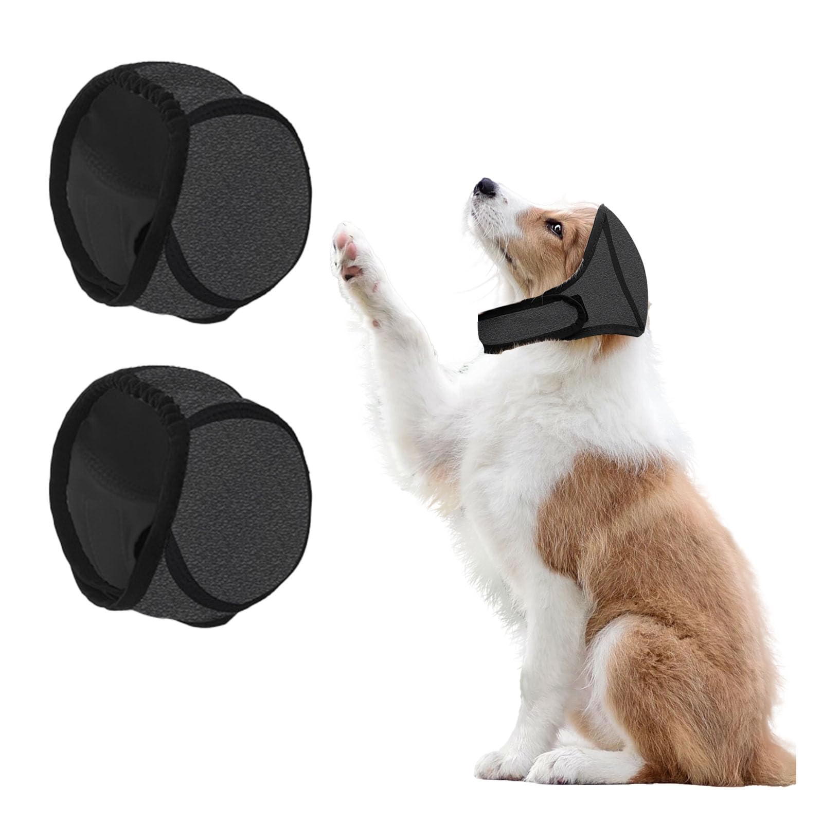 Dog Ears Cover, 2pcs Adjustable Dog Snood Ear Protector Comfortable Dog Ear Muffs Noise Protection Dog Ear Protectors for Anxiety Relief, Swimming, Grooming (Black, L)
