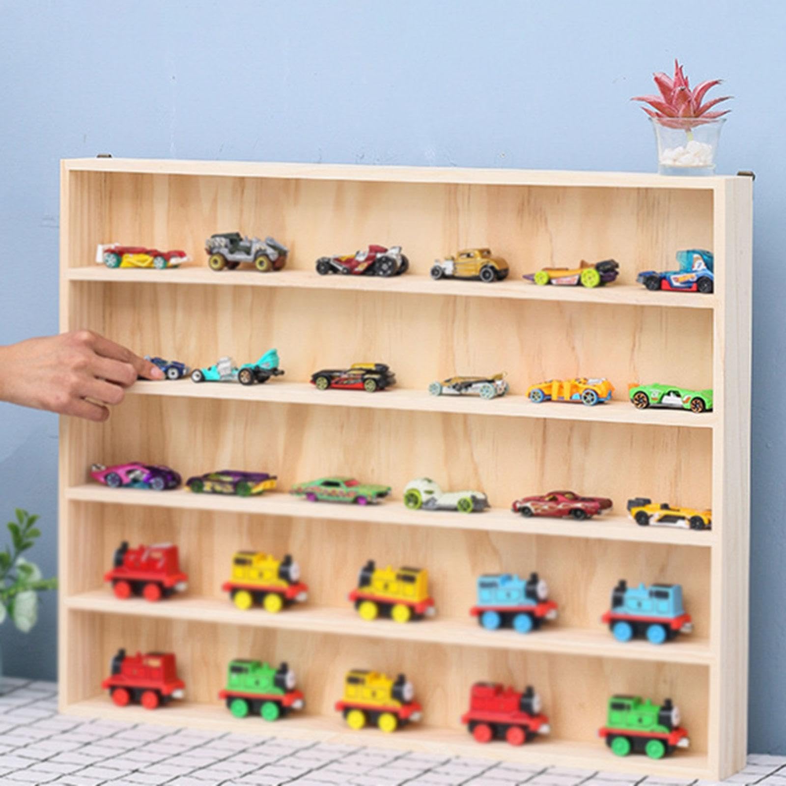 Sharplace Vitrine für Modellautos, Ausstellungsvitrine, Stabiler und geräumiger Organizer mit 5 Fächern für Modellautos, Puppen und den Einzelhandel, Kein Deckel
