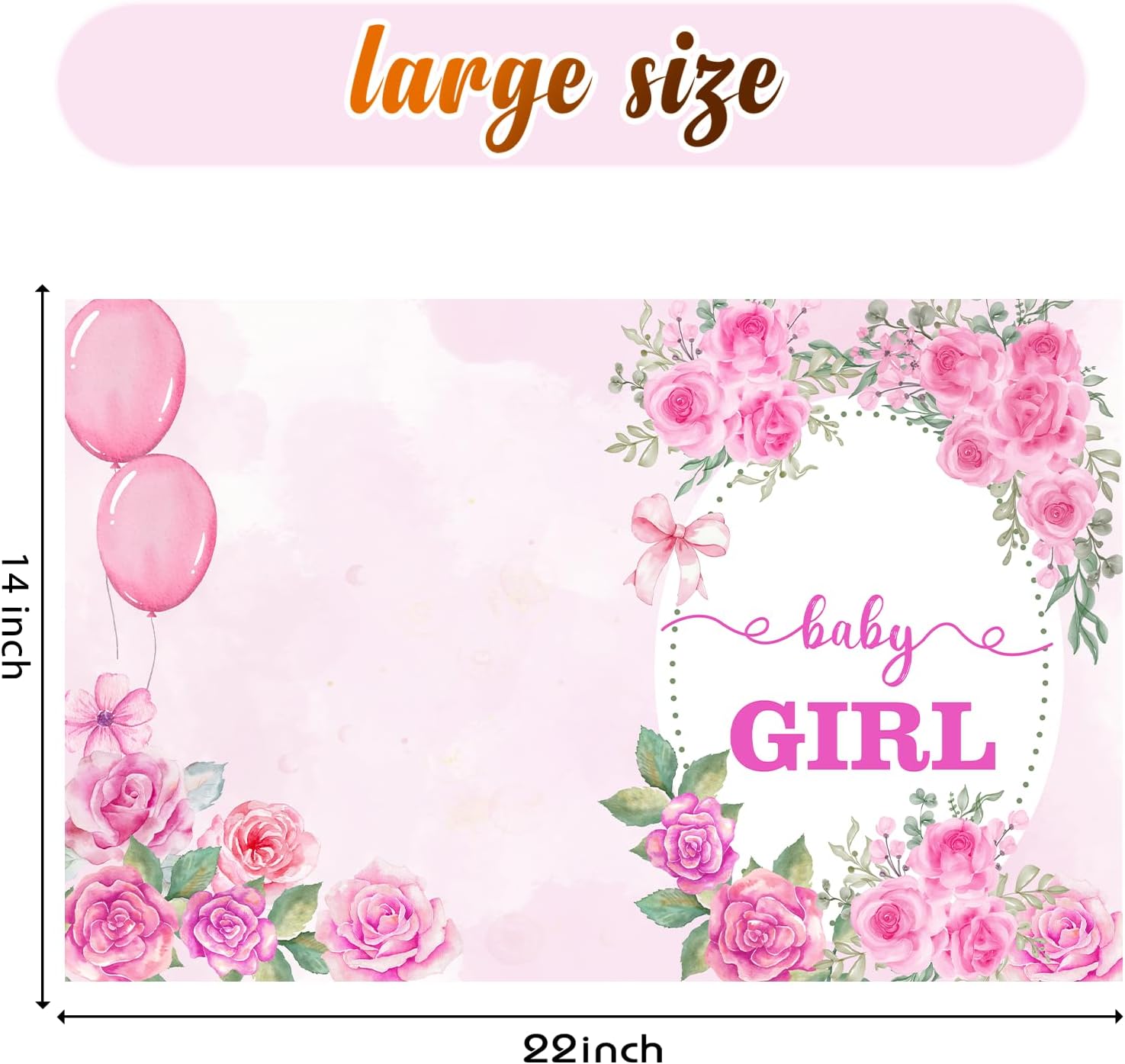Idealmuzik Large Baby Shower Card with Envelope for Girls – Jumbo Pink Floral A Baby Girl Greeting Card – Oversized Guest Book Baby Shower Party Decoration & Gift Supplies - Image 7