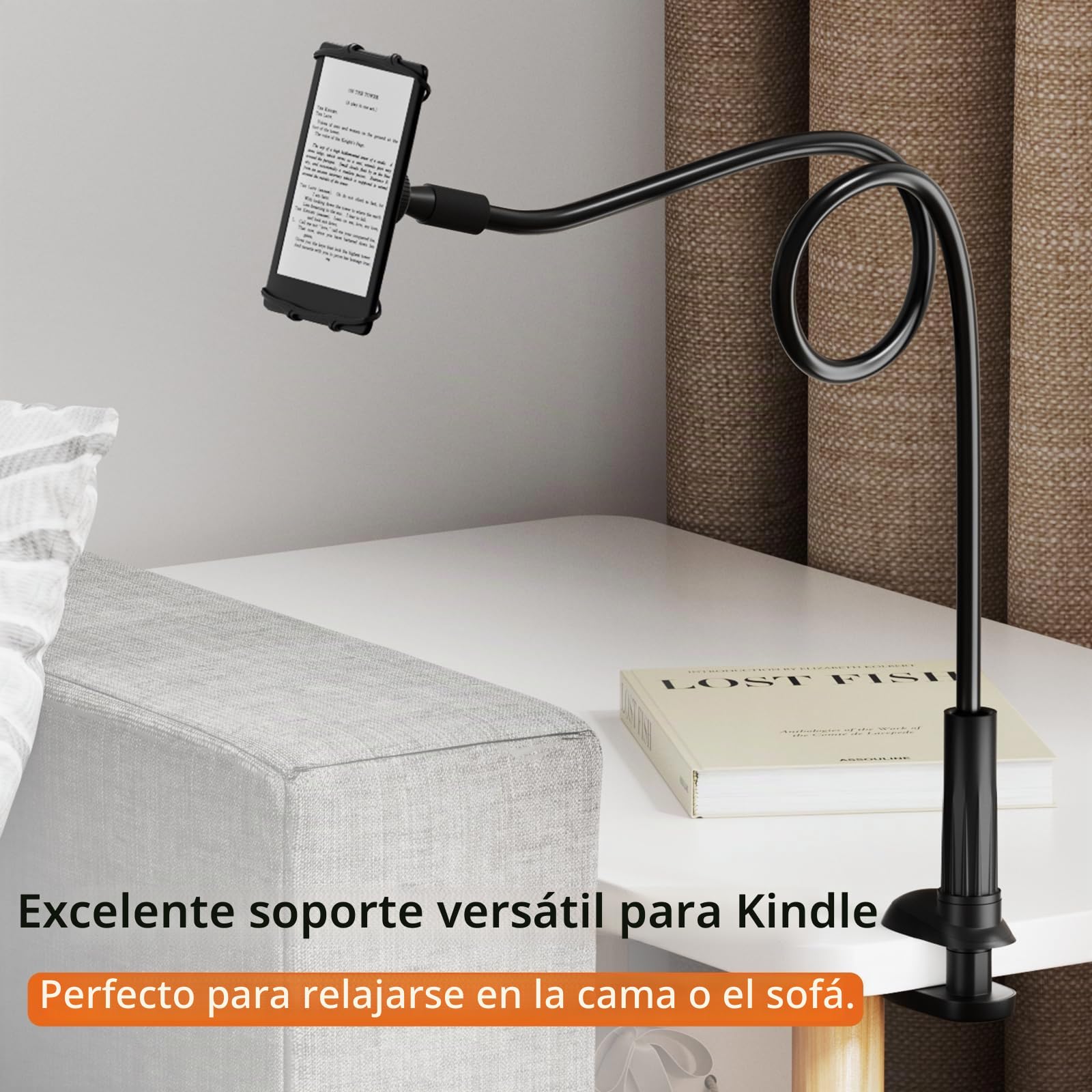 Arctiiro Soporte para cama Kindle para leer en la cama, soporte para teléfono para cama Kindle Paperwhite - Soporte para teléfono de cama, soporte de clip para auriculares de escritorio para tabletas