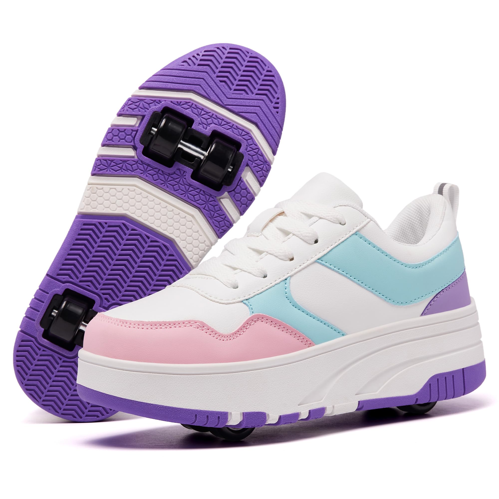 Mädchen Damen Schuhe mit Rollen Skate, Sneakers mit abnehmbaren Rädern Sportschuh
