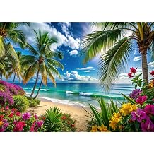 8x6ft Summer sea Backdrop Tropical Beach Plants Photo Backdrop Hawaiian Ocean Blue Sky Background for Theme Party Supplies Studio Props