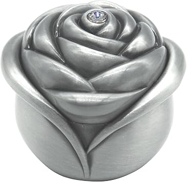 Vintage Rose Flower Style Antique Women Trinket Jewelry Gift Box Necklace Earrings Ring Storage Case, Sliver, Small