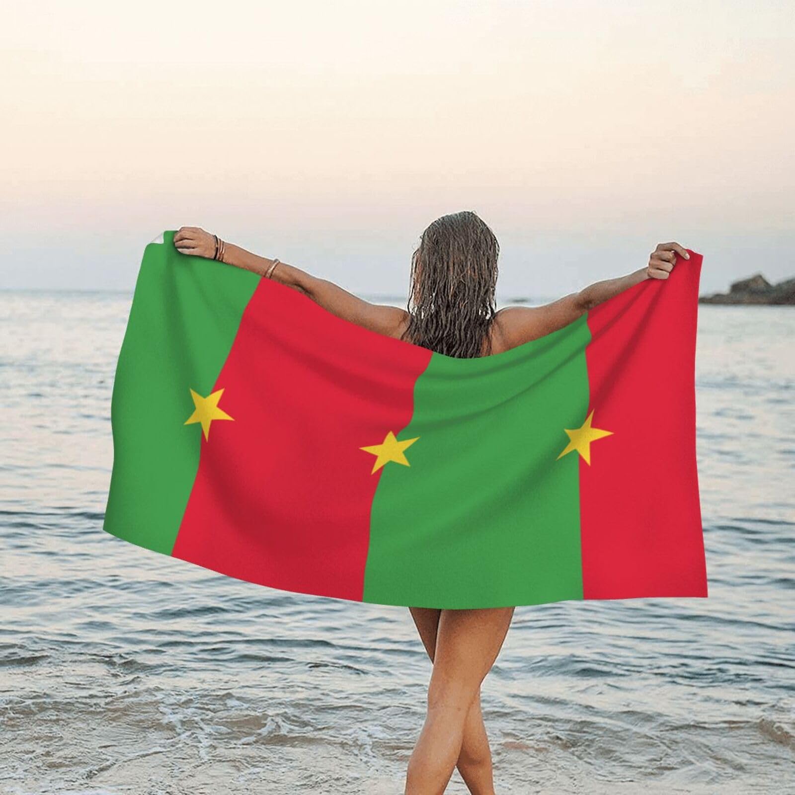Burkina Faso Flaga Nadruk Mikrofibra Lekki Duży Rozmiar Kompaktowy Ręcznik