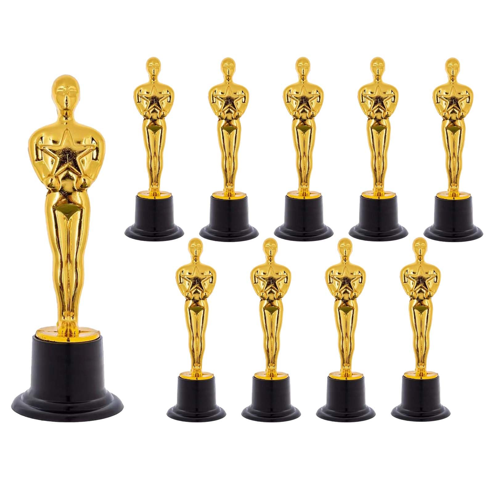 10 Piezas Trofeo de Oro Estatuas, Trofeos de Plástico, Celebraciones de Fiestas, para Ceremonia de Premiación, Premios de Fiestas, Celebraciones Deportivas(Oro)