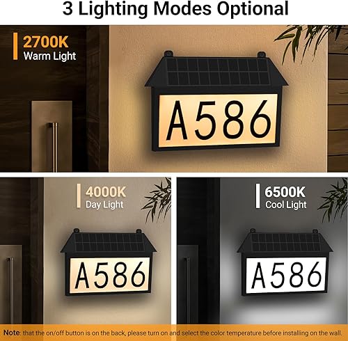 Miniatura 3 de deerdance - Números solares de casa para exteriores, letrero solar de dirección impermeable, 3 modos de iluminación, números de dirección iluminados