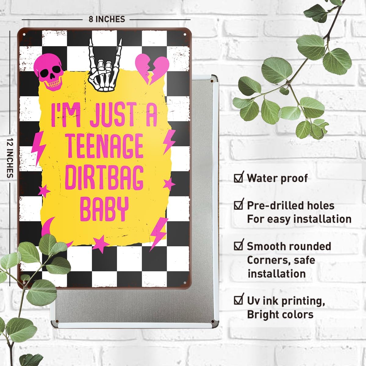 Emo Decor for Home Room, Metal Tin Sign, Rock Hand, Dirtbag Baby image 2