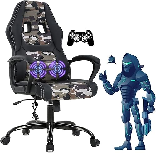 Miniatura 11 de Silla para videojuegos, silla de oficina de masaje, sillas ergonómicas de videojuegos, silla de computadora reclinable ajustable con soporte lumbar,