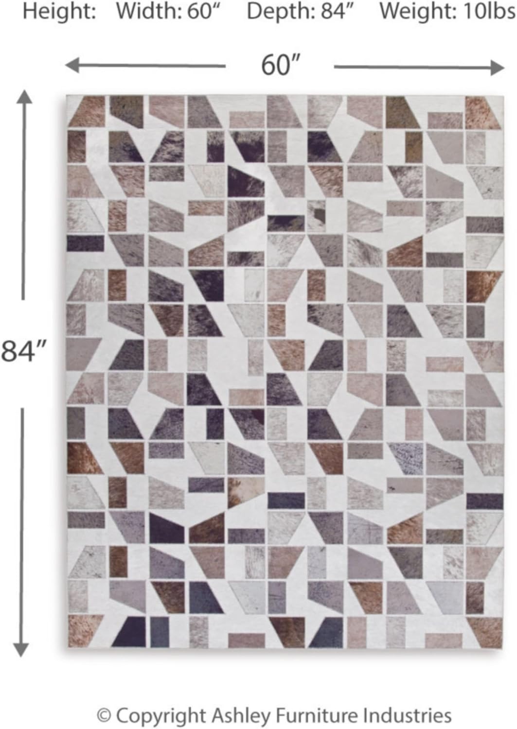 Geometric Multicolor Synthetic 5' x 7' Area Rug