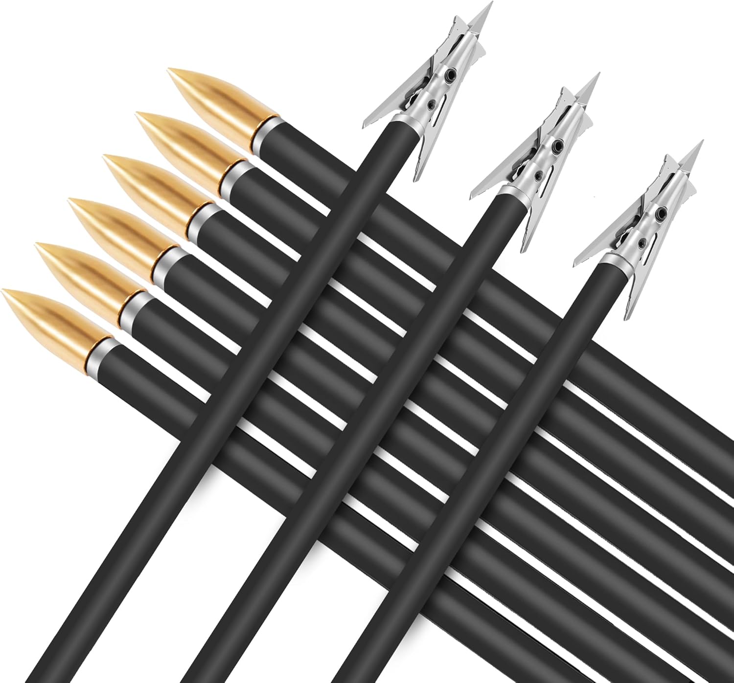 6 Pack 31 Inch Carbon Hunting Arrows with 100 Grain Broadheads and .244 Lighted Nocks Archery Arrows for Compound Bow Recurve Bow Archery Hunting