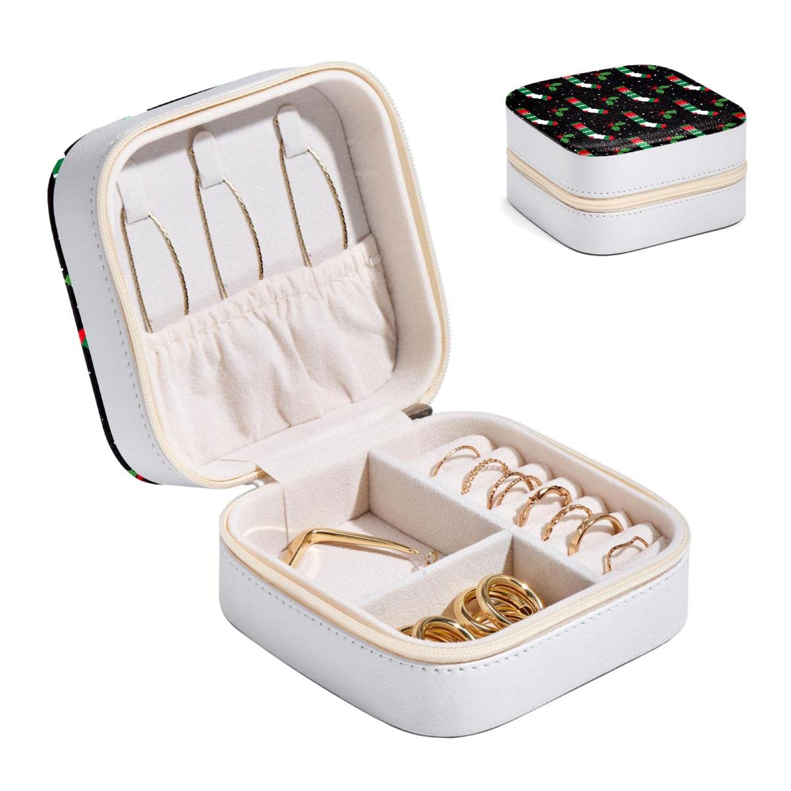Mini Boîte à Bijoux En Cuir PU Noir - 6,5x4x5 Cm - Pour Bagues Et Petits Trésors - Neuf Avec étiquettes