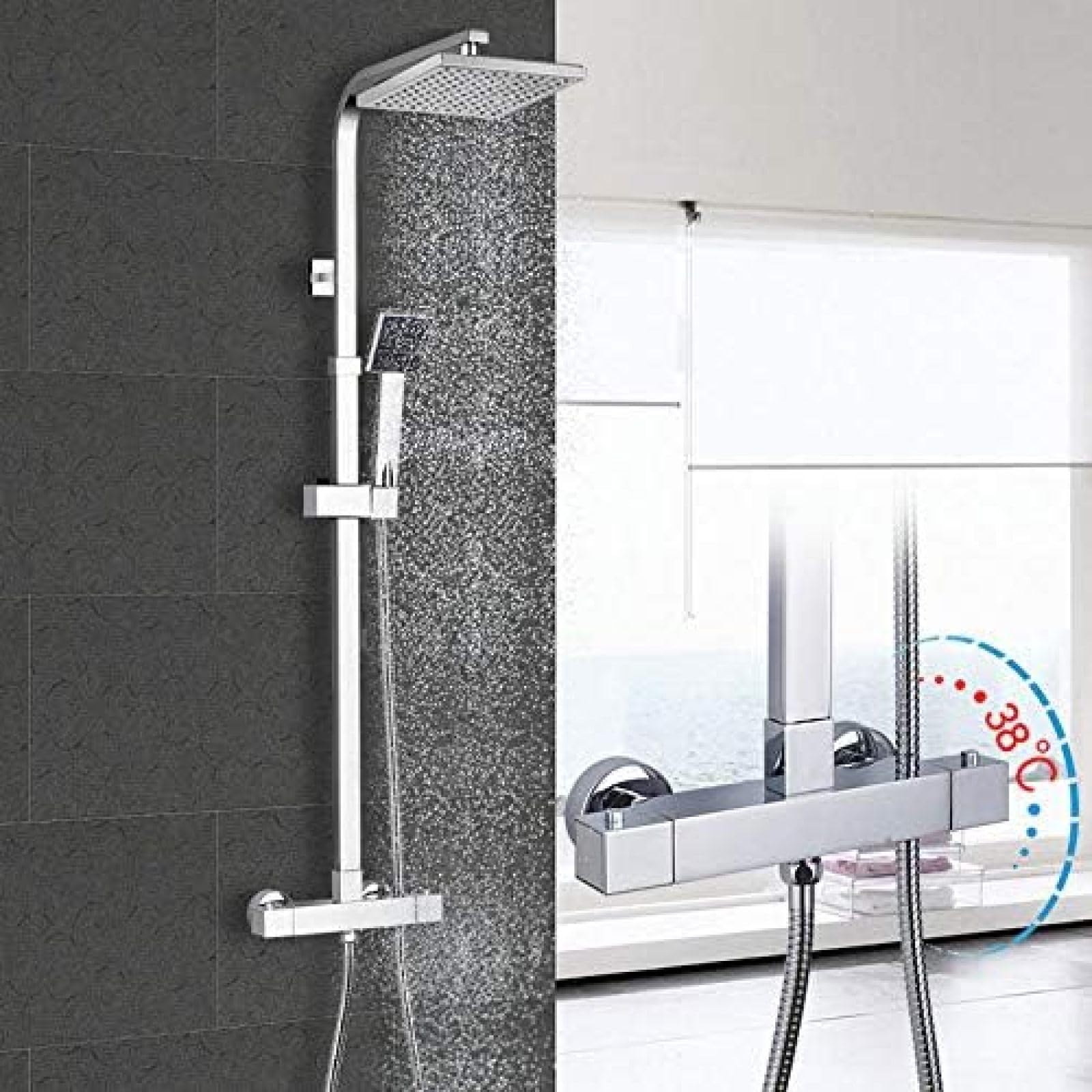 Ensemble de douche pour salle de bain familiale avec mitigeur thermostatique