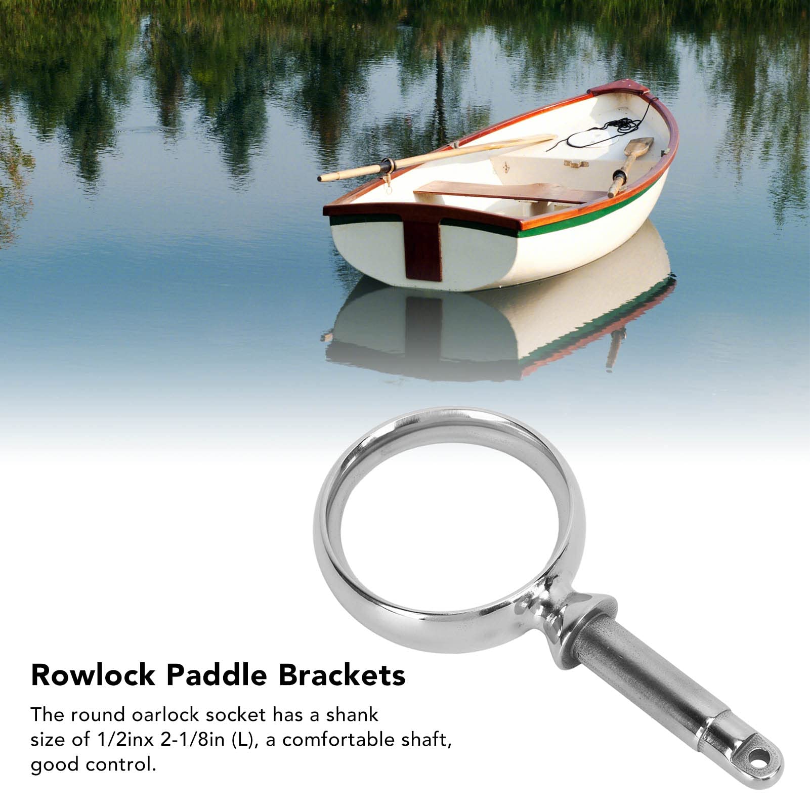 1 par de remos redondos de acero inoxidable, remos de acero inoxidable para barcos, soportes de paleta de remos con acabado de espejo ID de 2 pulgadas para paletas de tamaño estándar