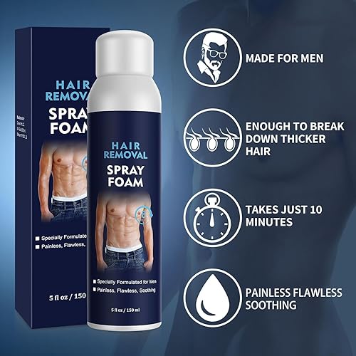 Miniatura 6 de Espuma en aerosol de depilación para hombres, crema depilatoria sin irritación, depiladora segura para axilas masculinas, pecho, espalda, piernas,