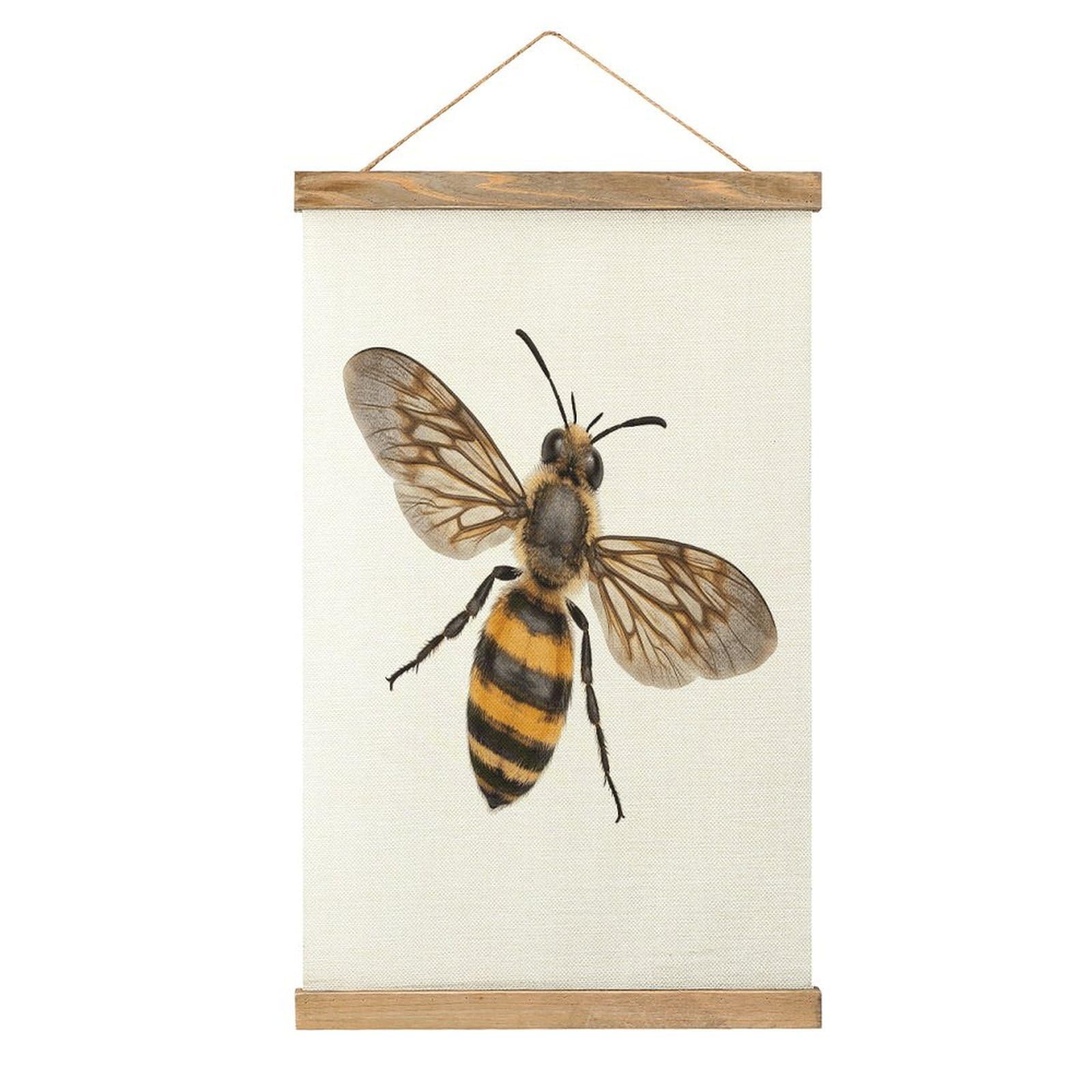 VstaDank Bee Linen Hanging Painting Vintage Canvas Wall Art Poster Reading Nook Corner Decor Retro Wall Decor Prints for Library Reading Room Home 13.2 X 20.47 Inch