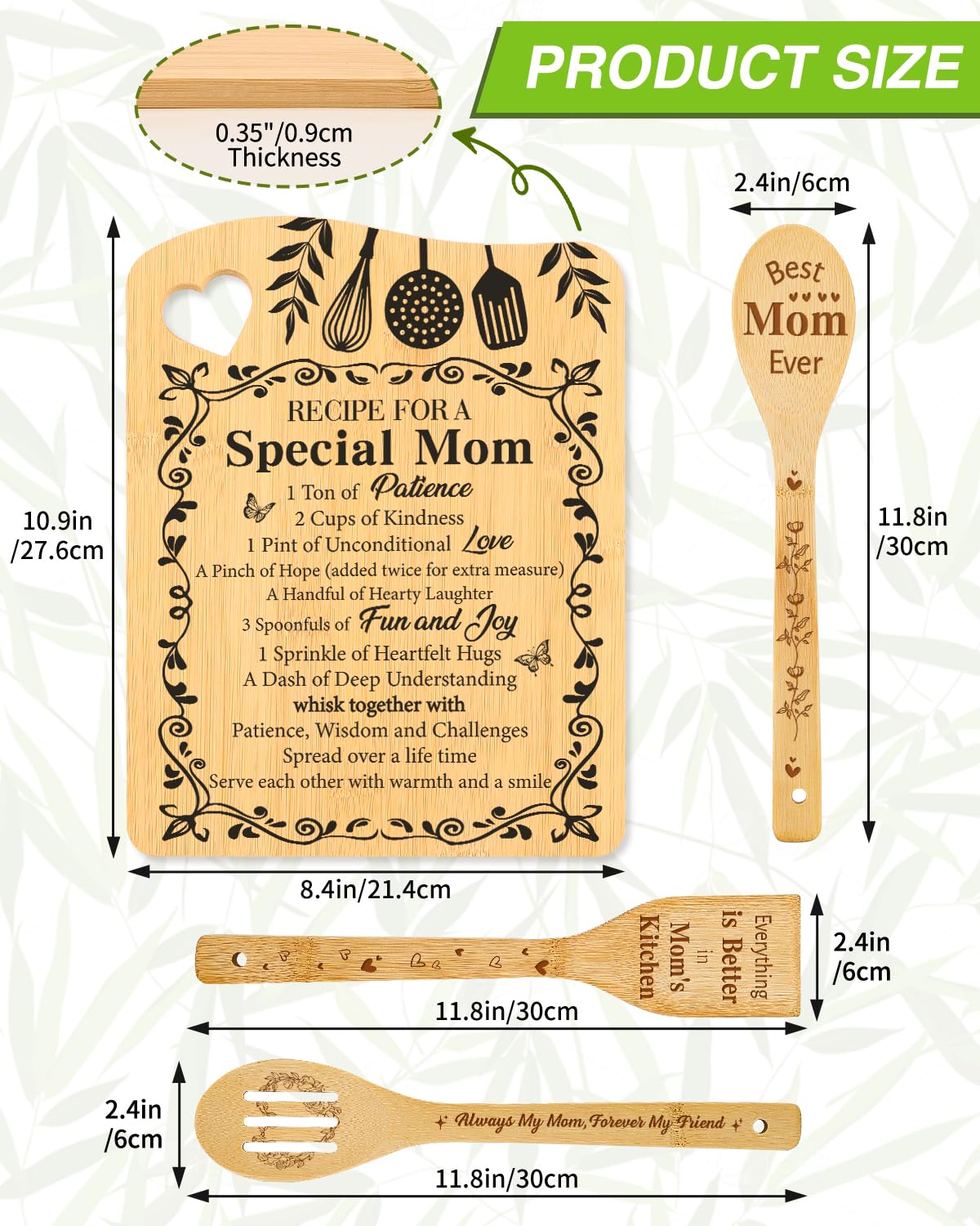 Regalos para mamá, regalos de cumpleaños, regalos del día de San Valentín para mamá, receta para una madre especial, tabla de cortar de bambú, regalo de hija e hijo, regalo de Navidad para