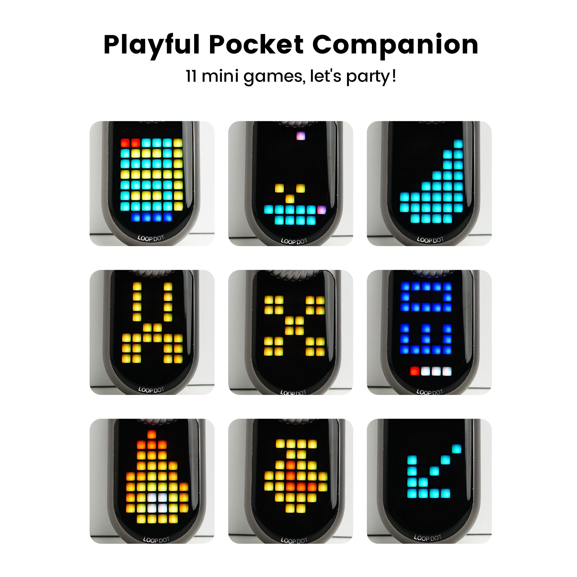 LOOPDOT EDC Torcia – Torcia a LED ricaricabile piccola e potente con display RGB Pixel, giochi interattivi, luminosità regolabile, fantastico gadget regalo per bambini e adulti (grigio)