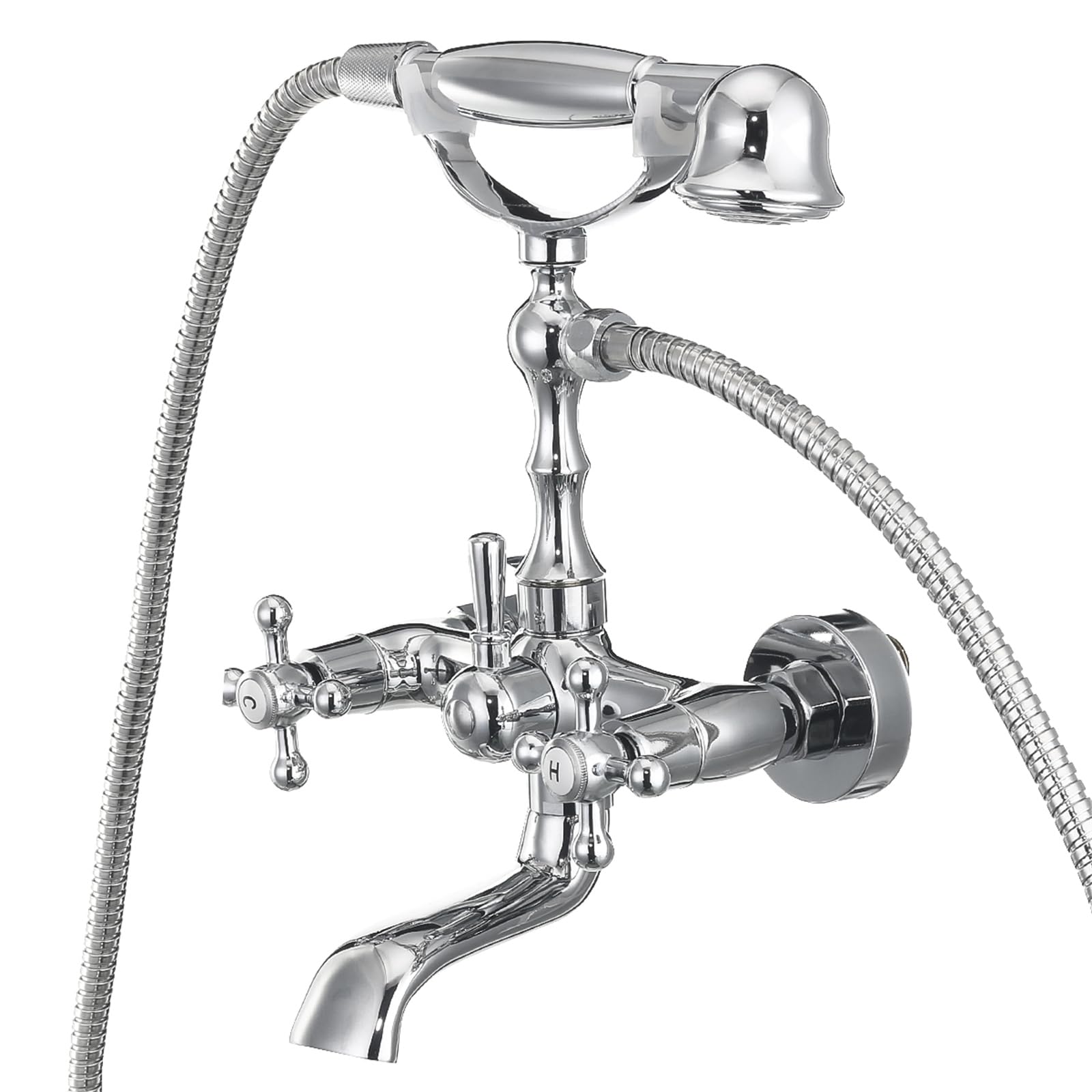 Naścienna bateria wannowa w stylu vintage z ręcznym prysznicem mosiężna wanna bateria mieszająca podwójny uchwyt do łazienki