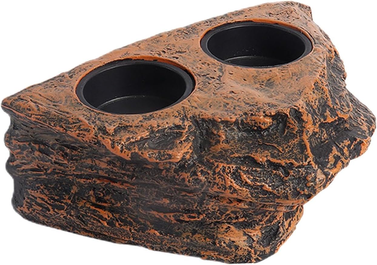Gecko Feeder Station, Reptile Dining Set for Small Creatures, Double Bowl