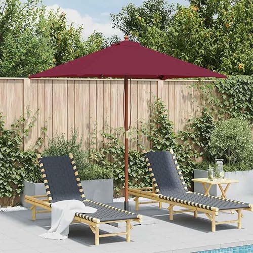 Parasol d'extérieur avec mât en Bois 150x200 cm Rouge Cervaline