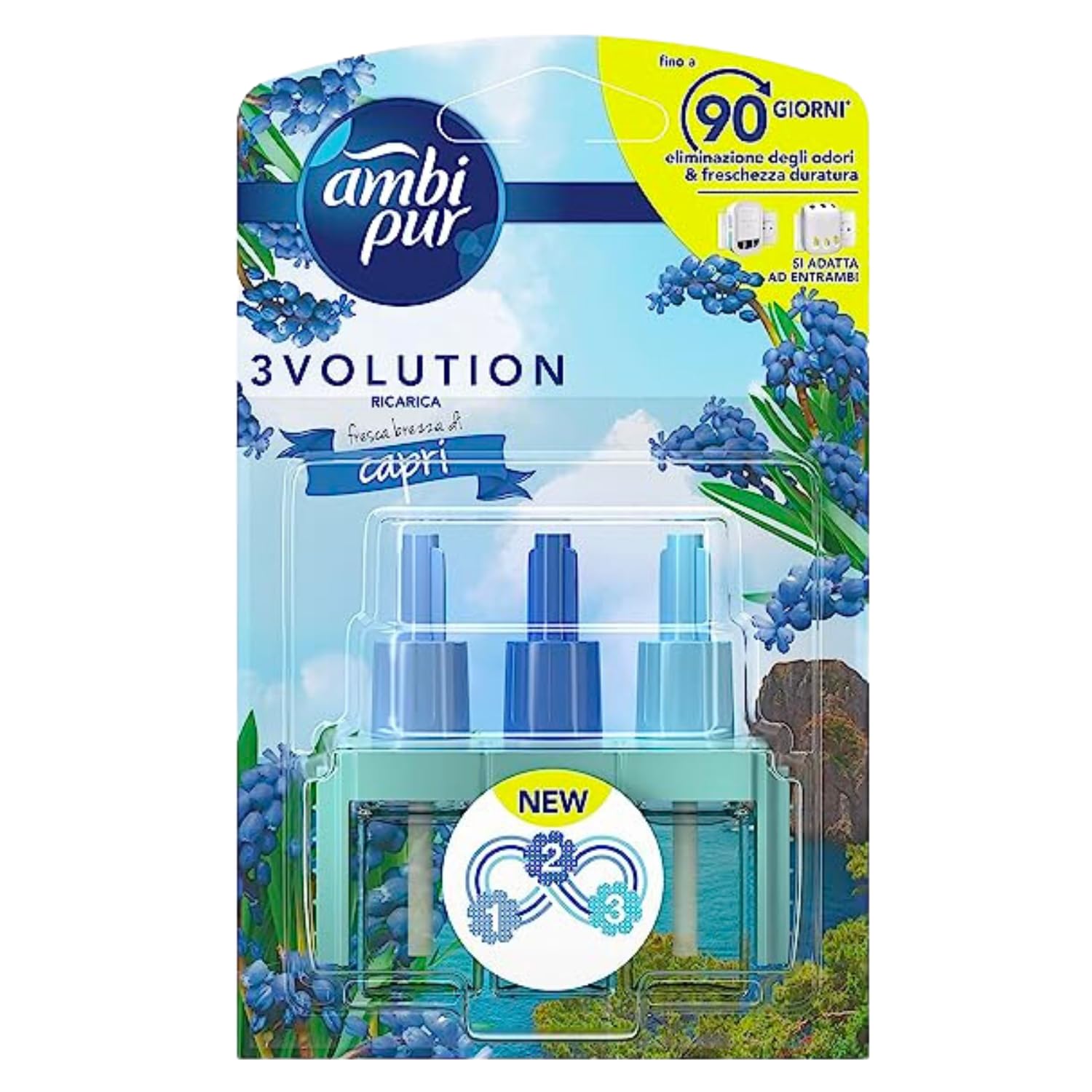 Ricarica Elettrica Profumatore per Ambienti – Fragranza Fresca Brezza di Capri – Compatibile con Diffusore 3Volution – Variazioni 4/6/8/10 Pezzi (6, Fresca Brezza di Capri)