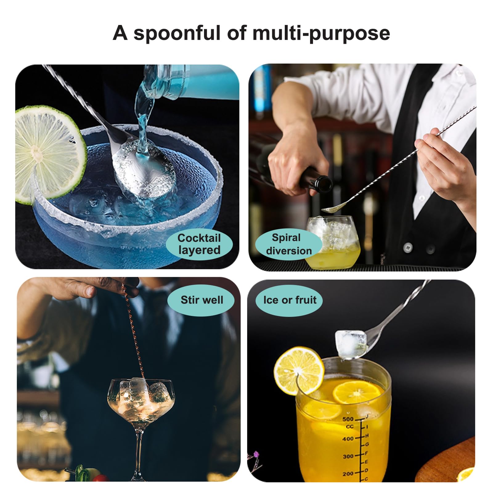 Measuring Jigger & Mixing Spoon Set, Cocktail Jigger for Bartending,Bell Jigger with 1oz and 2oz Measuring Marks, Cocktail Measuring Jigger with Cocktail Spoon,Cocktail Mixing Spoon,bar Mixing Spoon — Amazon image 7