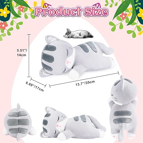 Miniatura 2 de Achwishap Peluche de gato, almohada de felpa de gato, almohada suave de peluche kawaii para abrazar, lindos juguetes de peluche para niños y