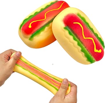2pcs Hot Dog Squeezes Toys, Cute Soft Squishys Fidget Food Toys Anxiety Relief for Kids Adults Gifts