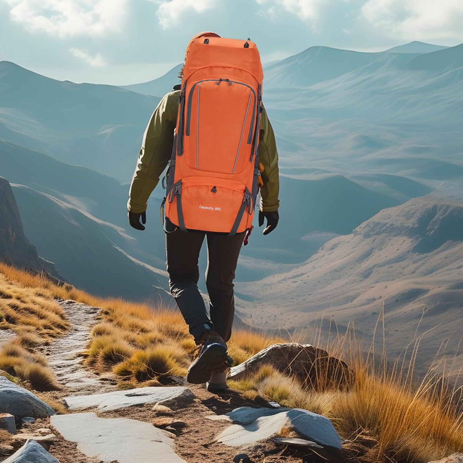 Zackpack Esterno 80L, Zaino per da Viaggio da Campeggio con Protezione della Pioggia e Design Traspirante, Tessuto Oxford e Poliestere, per Lo Zaino in Spalla Ed Escursioni