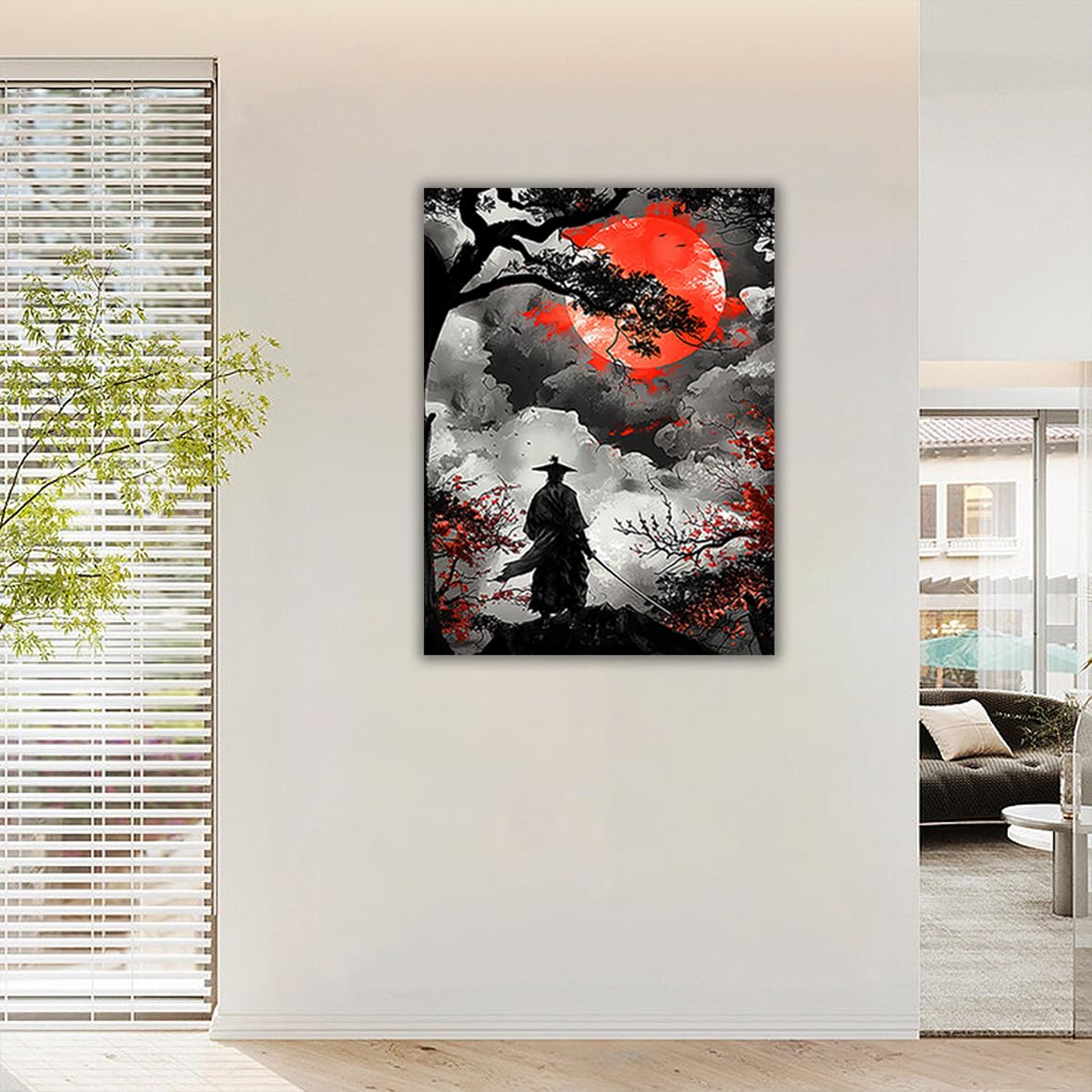 Amazon.com: Art Print Canvas Wall Art Black & Red Art Japanese