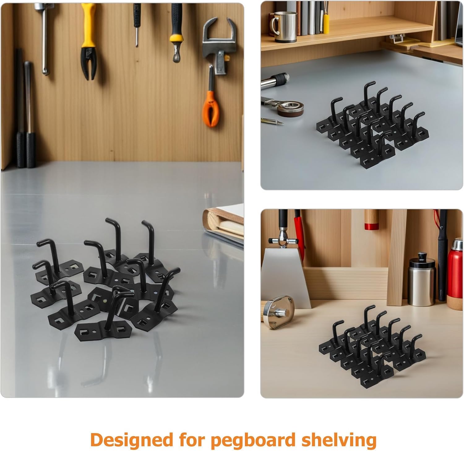 12pcs Black Pegboard Hooks Iron Tool Hangers with Square Hole Design for Easy Installation and Wear Resistance, for DIY Enthusiasts and Store Organization