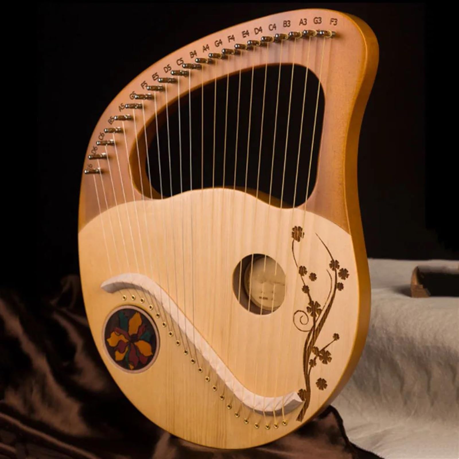 Anfänger harfe 21 Saiten Lyra Harfe Mahagoni Musikinstrument Stimmschlüssel Mit Ersatzsaiten Musikinstrument