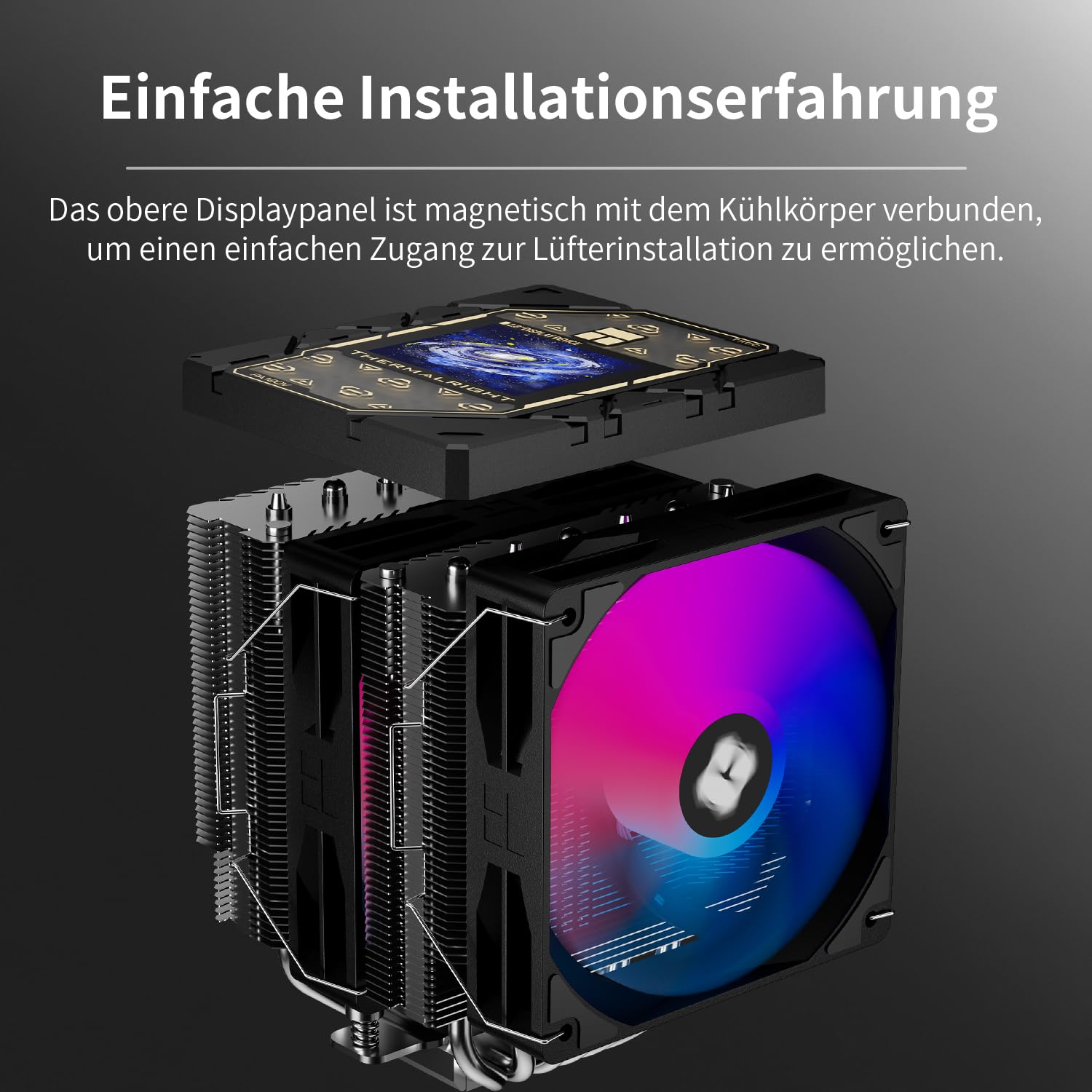 Thermalright TR Peerless Assassin 120 Vision ARGB Black CPU Luftkühler, Twin Tower Kühler, 1850U/min, 320x240 Auflösung IPS Bildschirm mit 2,8 Zoll, Kompatibel mit LGA1851/1700, AM4/AM5, 162mm Höhe