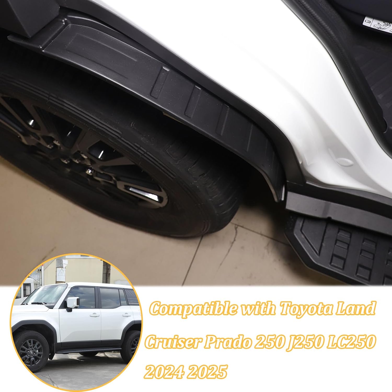 Car Fender Flares Compatible with Toyota Land Cruiser Prado 250 J250 LC250 2024 2025,PP Rear Wheel Fender Cover Protector Car Exterior Accessories(Not Fit for Low Version)