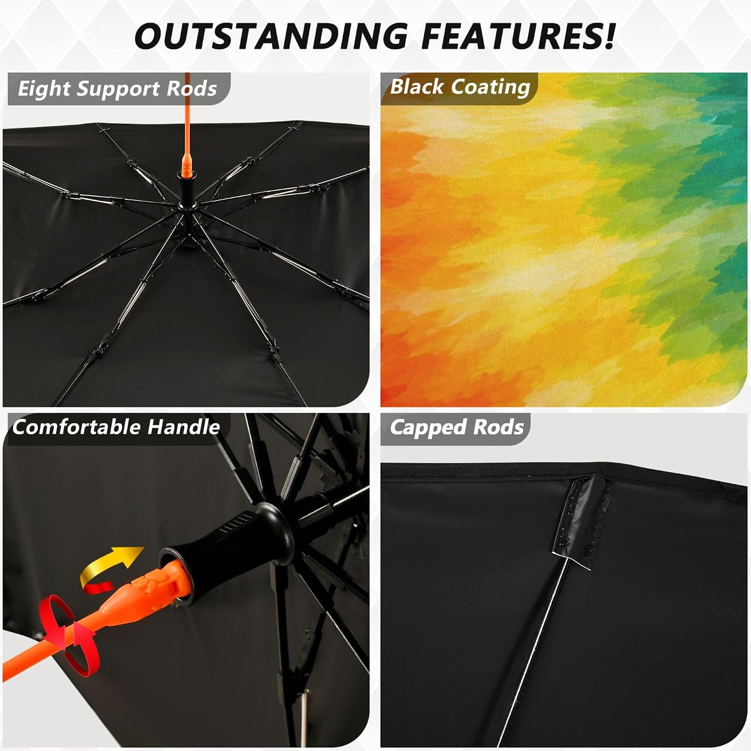 Car Umbrella Sun Shade Cover, Colorful Tie Dye Umbrella Sun Shade for Car Truck Window Front Windshield, Blocks UV Rays Sun Visor Protector Sun Heat Reflector to Keep Your Vehicle Cool