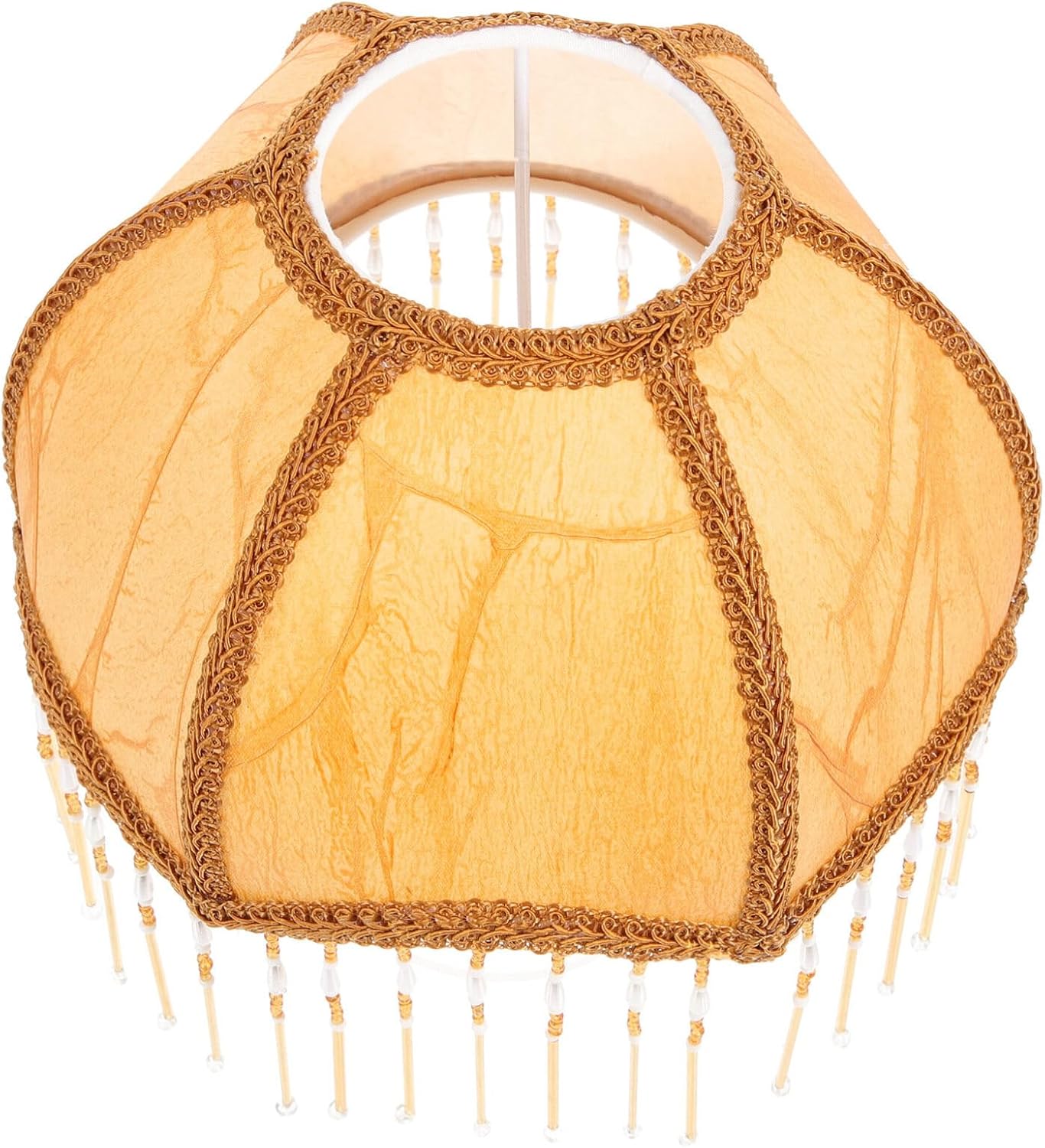 OSALADI Small Lamp Shades Vintage Lamp Shade, European Style Lampshade E27 Vintage Cloth Art Bead Lace Lampshade with Tassel Fabric Scallop Dome Lamp Shade Light Brown OSALADI Small Lamp Shades Vintage Lamp Shade, European Style Lampshade E27 Vintage Cloth Art Bead Lace Lampshade with Tassel Fabric Scallop Dome Lamp Shade Light Brown