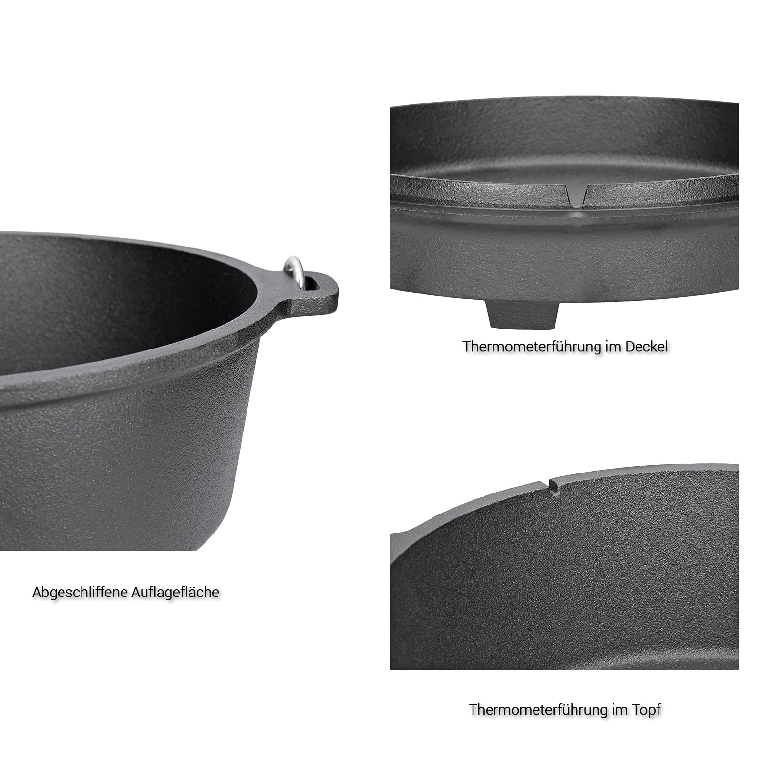 TP Premium BBQ Dutch Oven Set 7 pièces avec brasero, trépied, poêle en fonte, grille de cuisson