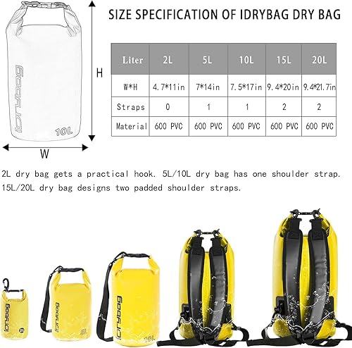 Miniatura 3 de IDRYBAG Mochila seca impermeable de 30 L40 L, mochila flotante impermeable para hombres, bolsa impermeable para kayak, canotaje, rafting,