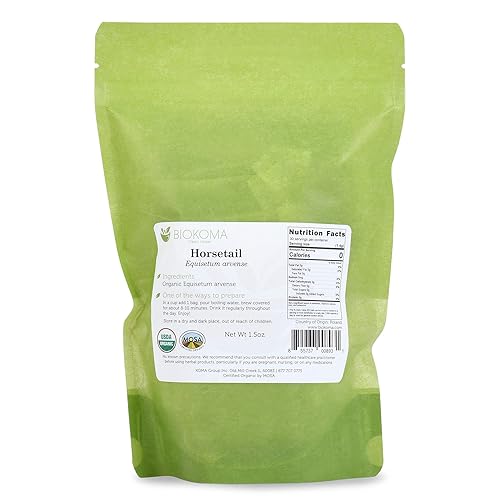 Miniatura 2 de Biokoma Bolsas de té de cola de caballo puro y orgánico, 30 unidades, hierbas secas Equisetum Arvense, té de hierbas orgánicas del USDA, bolsa