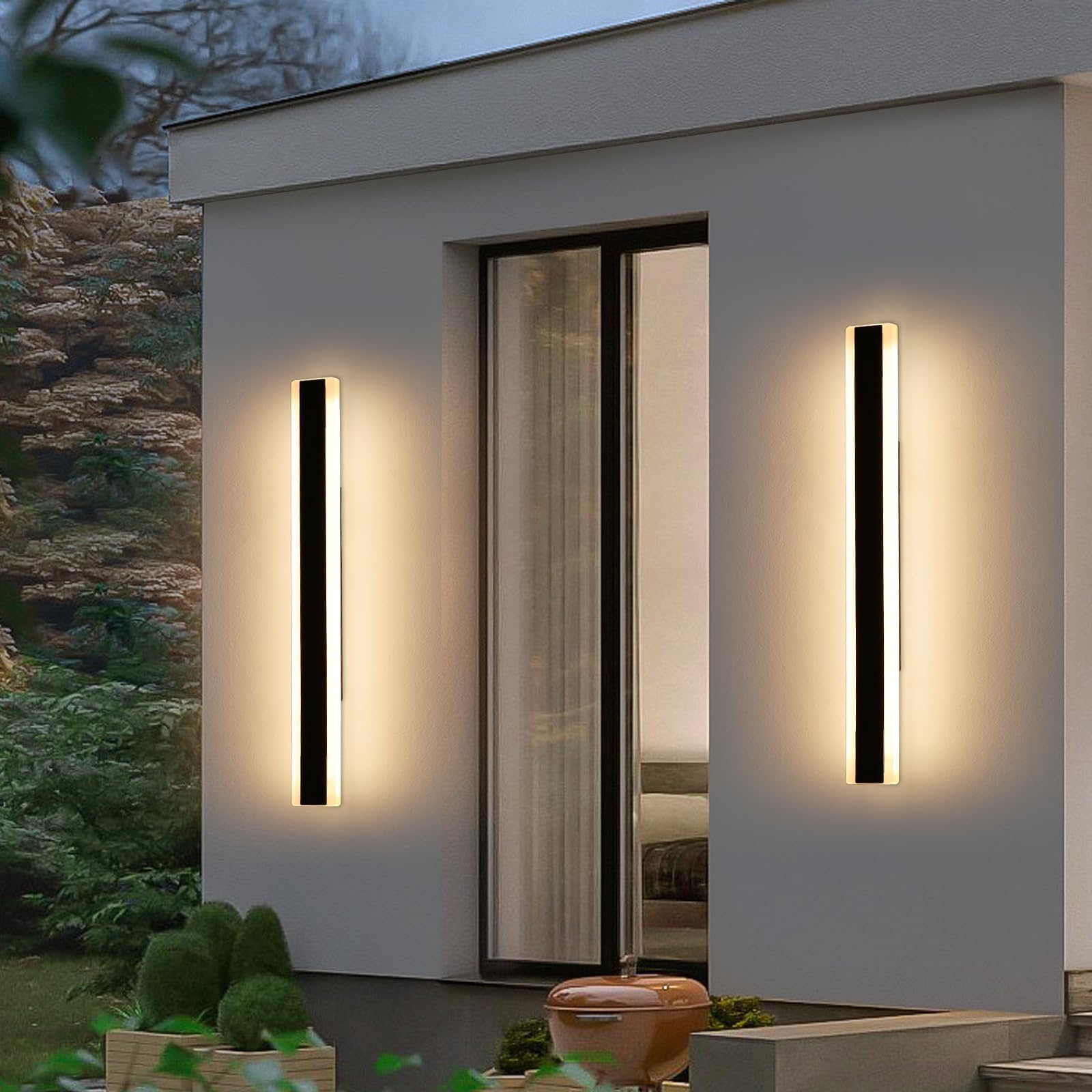 Mikeru 40CM Black Wall Lights, 2Packs Modern Acrylic Wall Light 3000K/4500K/6500K 3 Color Hard Wired Outside Light Wall Mounted Light for Lighting in Front of Mirrors, Garden Decoration — view 17