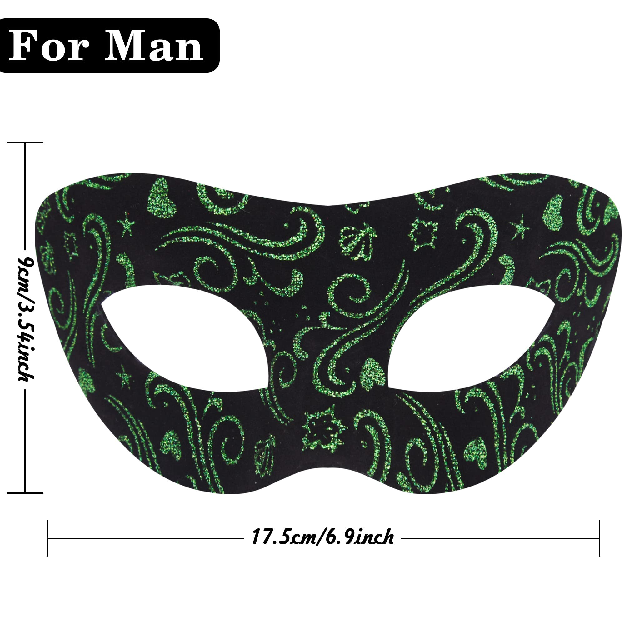 SIQUK Couple Masquerade Masks Metal Venetian Party Mask Halloween Costume Mask Mardi Gras Mask for Couples Women and Men: Inlaid Alloy Black & Green
