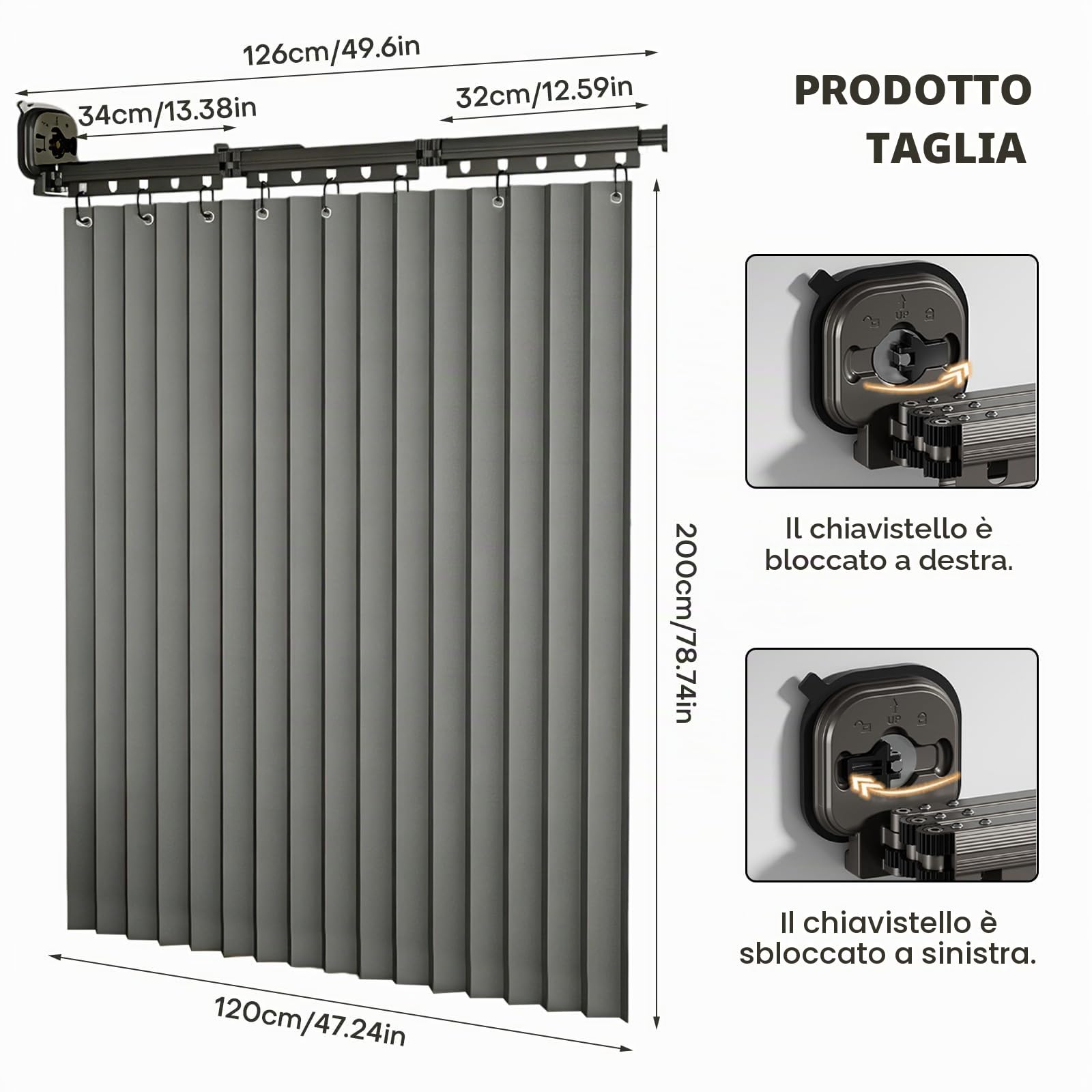 Tenda da doccia con asta, montaggio a parete, asta pieghevole, impermeabile, lavabile, per doccia angolare (versione a ventosa)