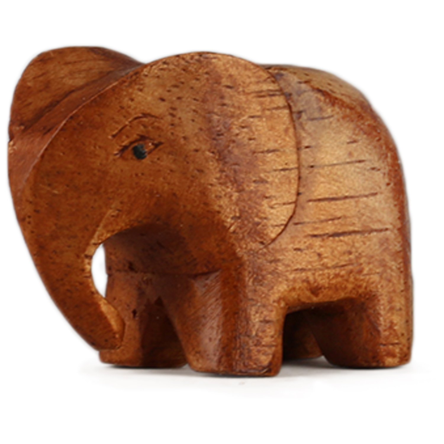 ART-CRAFT Holz-Elefant Schnitzerei aus Suar Holz 5cm