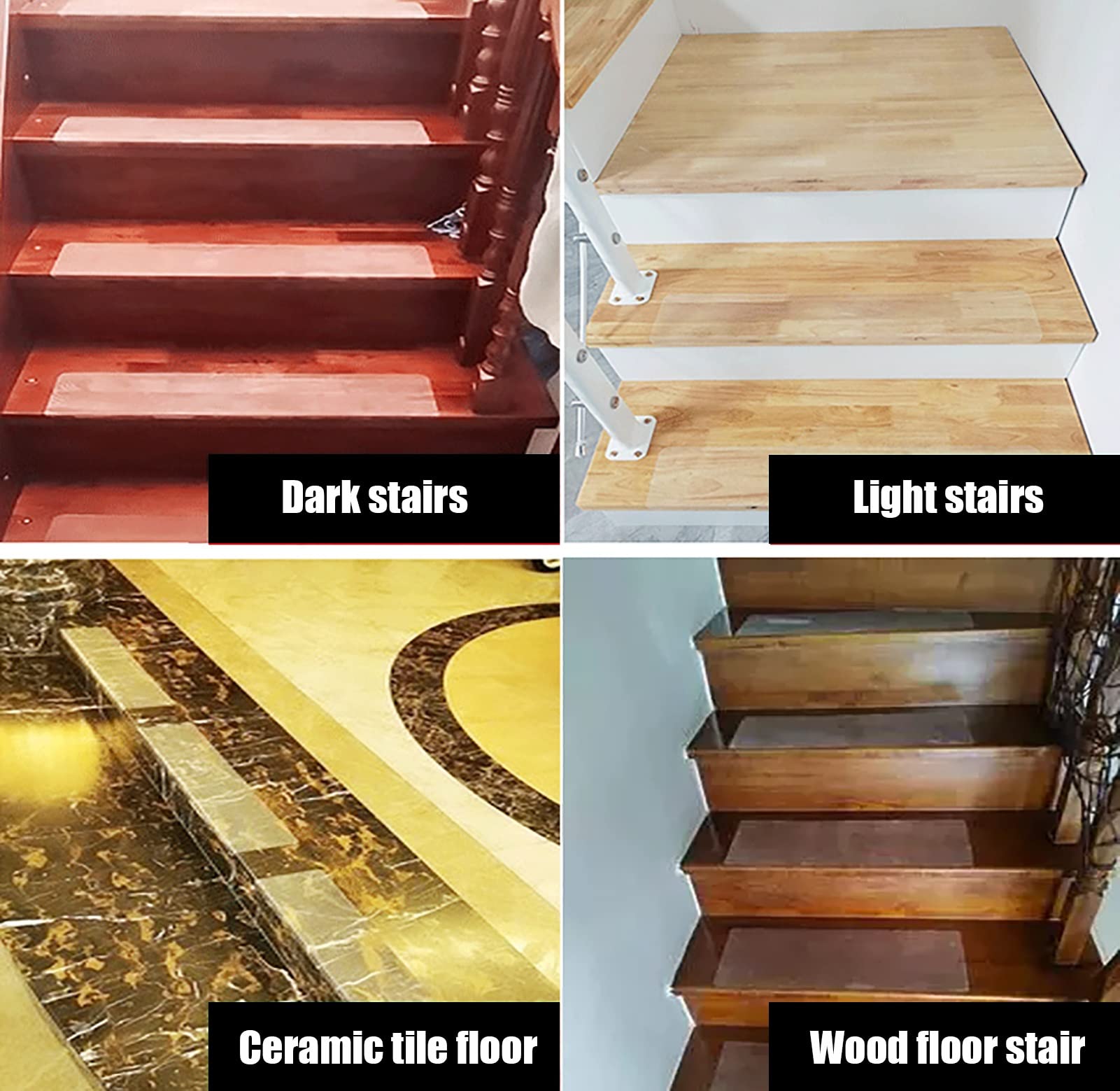 Peldaños antideslizantes tiras autoadhesivas para peldaños interiores protección de alfombra impermeable 15 piezas ancho 15 cm x largo 100 cm