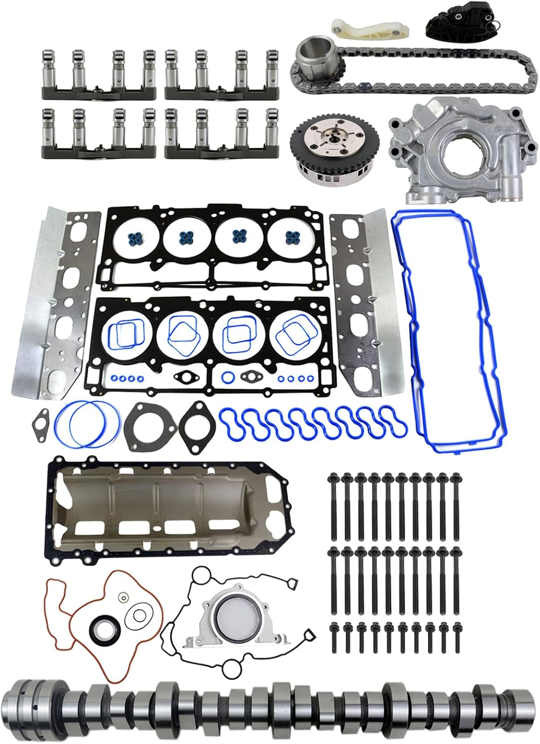 GELUOXI MDS 5.7 HEMI Lifters Camshaft Oil Pump Kit w/Head Gasket Replacement for Chrysler Jeep Grand Cherokee Dodge Charger Challenger V8 5.7L 2009-2015 Part# 53022372AA 53021726AD 53021726AE