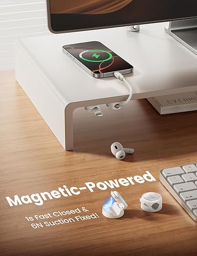 Miniatura 2 de Lamicall - Organizador de cables magnéticos para cables, paquete de 8 transparente y brillo plateado Soporte de gestión de cables para cable de